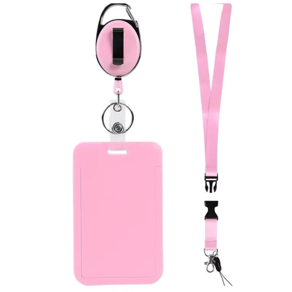Rope Retractable Work Permit Card Set with Breakaway Lanyard Hard Shell Protective Retractable ID Badge Holder