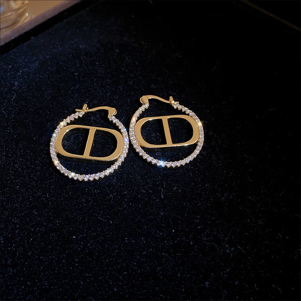 Female Accessories Zircon Shape Sows Nose Geometric Ear Buckles Light Luxury and High-end Earrings Niche Fashion Jewelry view 4