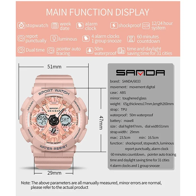 SANDA Fashion	Digital Watches for Men Model G Waterproof	Sports	Watch Shock Resistant Electronic Watch Military Men\'s Clock