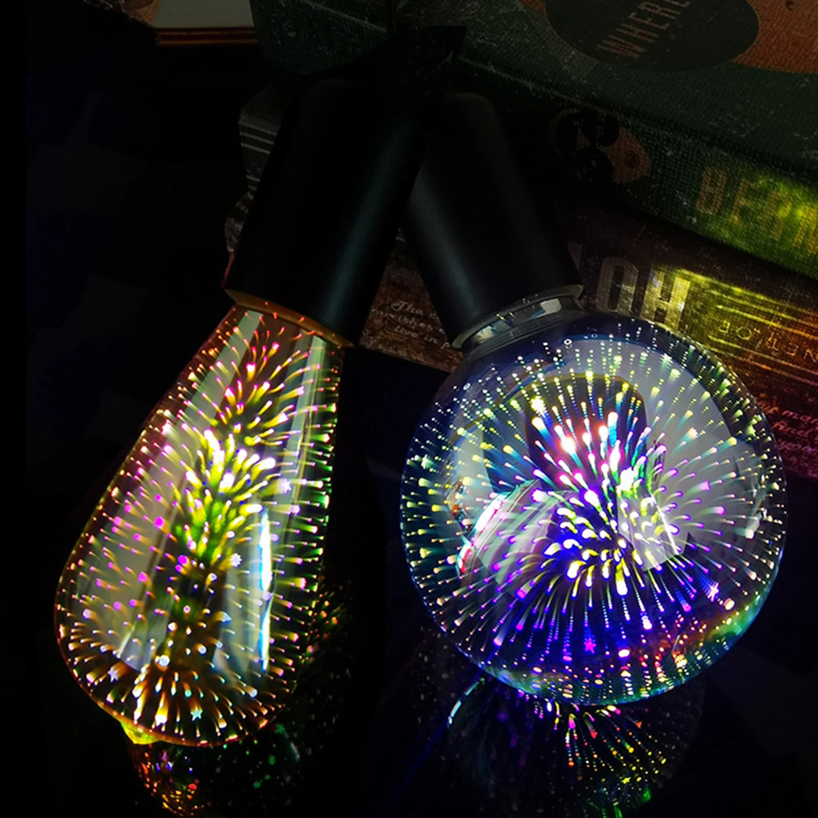 3D ตกแต่ง Edison หลอดไฟ E27 5W Vintage หลอดไฟ85-265V คริสต์มาสดอกไม้ไฟโคมไฟวันหยุด Night Light novelty G80 G95 ST64