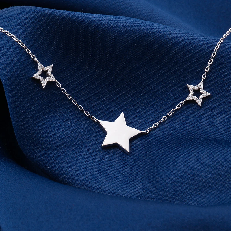 Sterling Silver Star Necklace Silver Star Choker Dainty Star Necklace Minimalist Necklace S925 Silver Choker gift for her