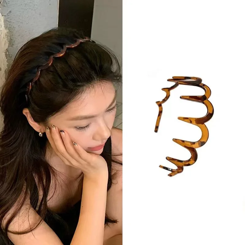 Leopard Wavy Hair Comb Hairband 2025 New Style High Skull Headband 2025 Fashionable Versatile Hair Accessories for Women