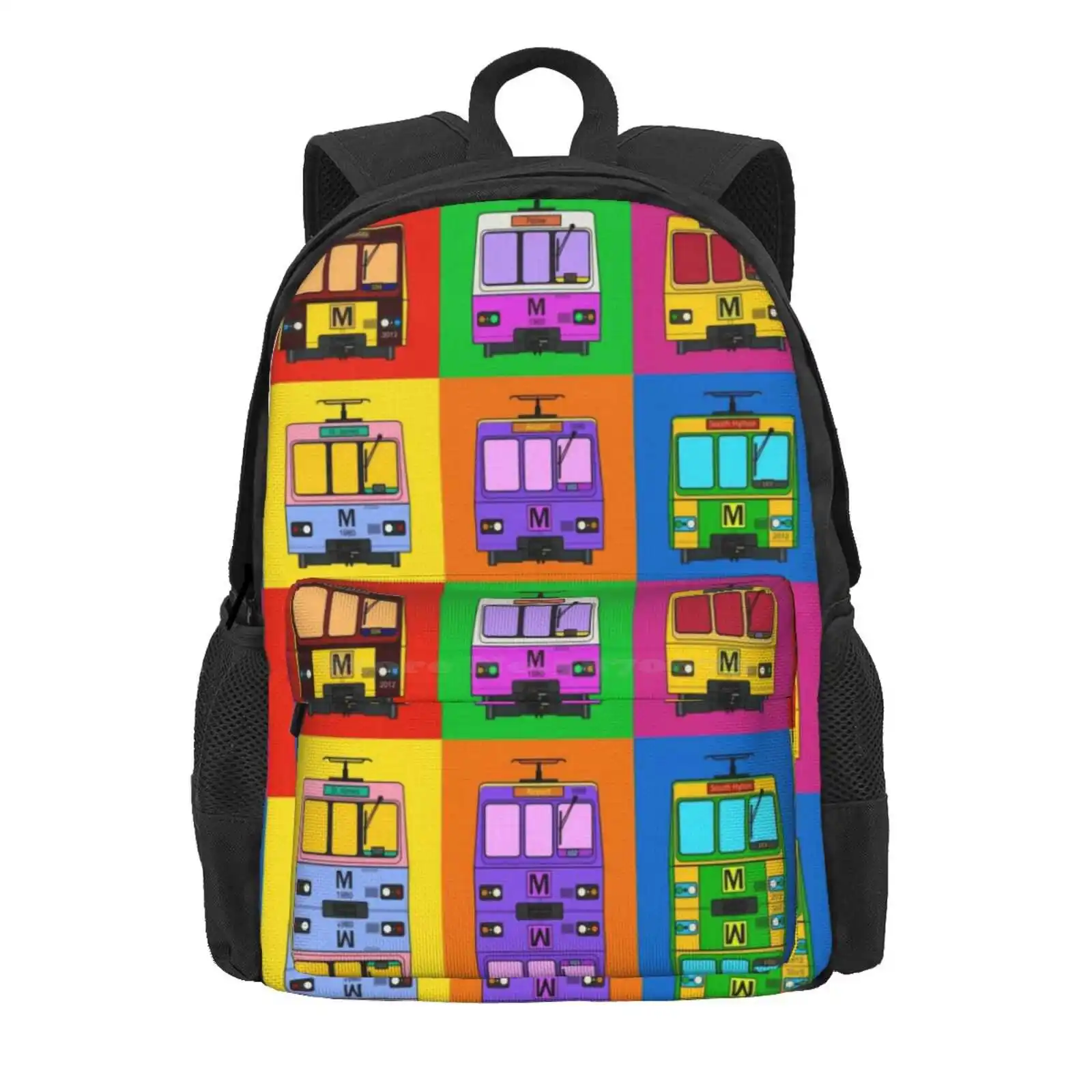 Metro Pop Art Hot Sale Schoolbag Backpack Fashion Bags Tyne And Wear Metro North East England Rapid Transit Newcastle Upon Tyne