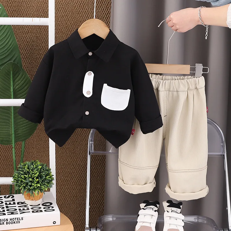 Boys Clothing Sets Spring Autumn 2026 Children Cotton Shirts Pants 2pcs Party Suit For Baby Tracksuits Kids Casual Outfits 4 5Y
