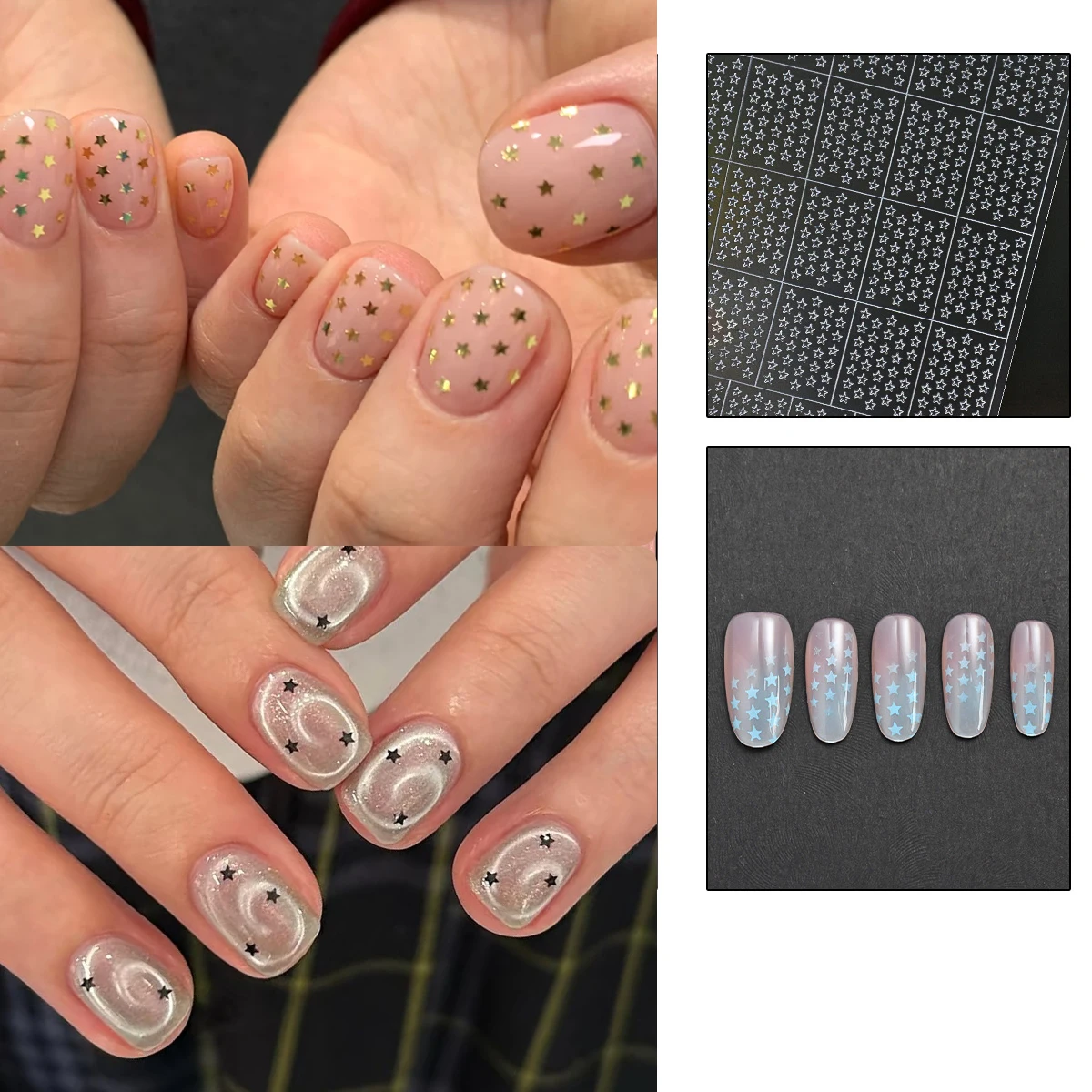Nail Art Hollow Stencil Sticker Star Butterfly Heart Dot Pattern Airbrush Template Decals, DIY Manicure Spray Paint Guide Sticke