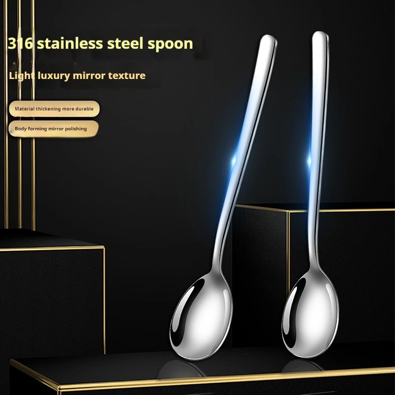 

304 316 Stainless Steel Spoon for Children, High Appearance Tableware for Home Use, Dessert Spoon, Thick Soup Spoon