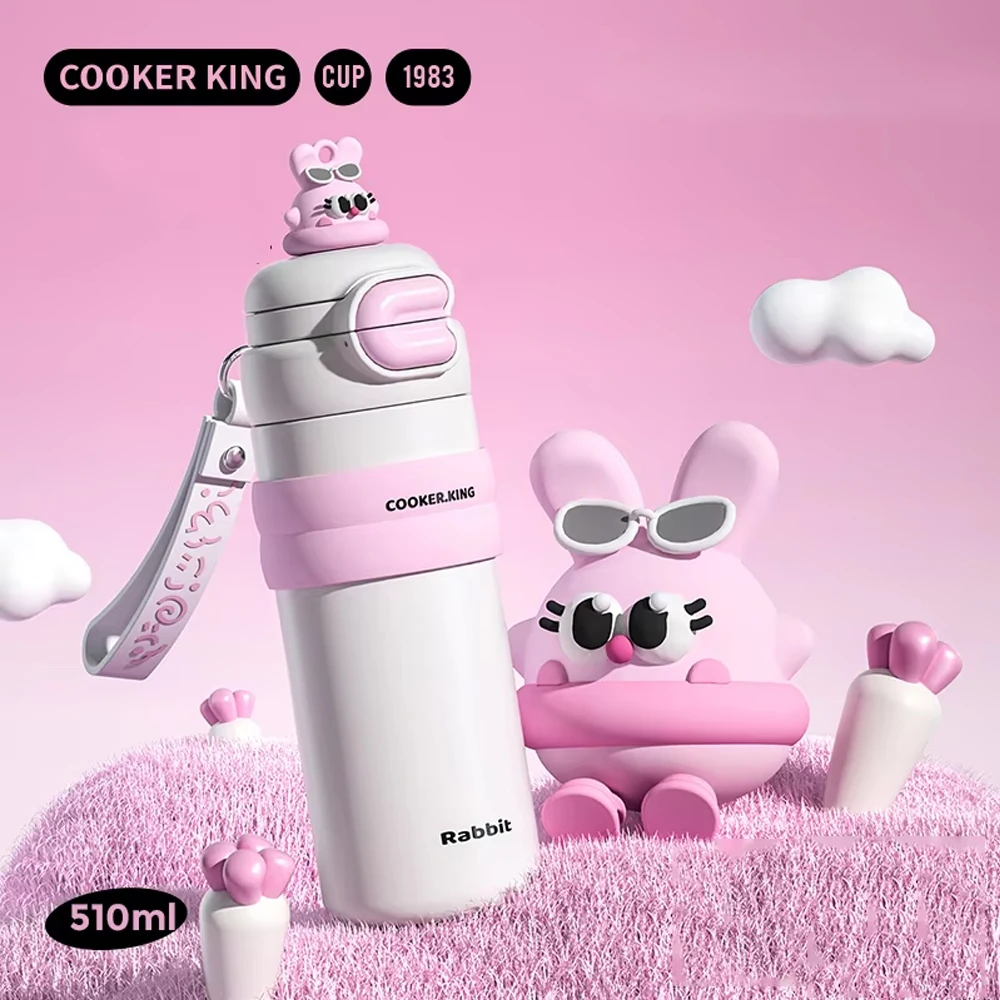 COOKER KING 500ml Edelstahl Vakuum-Isolierte Wasserflasche für Frauen, Auslaufsichere Thermoskanne, Tragbarer Reisebecher
