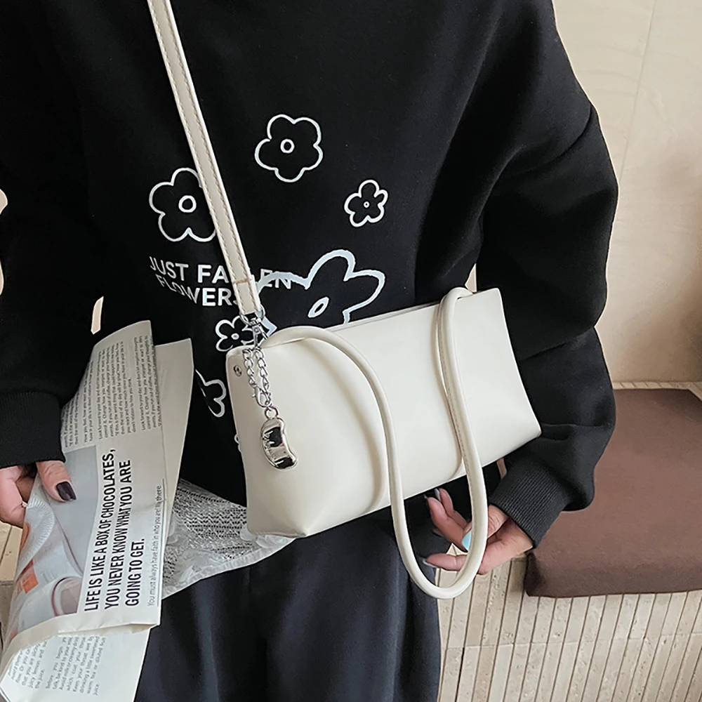 Women's Pu Leather Bag Crossbody Bags Liht Luxury Aesthetic Daily Office Dating Shoulder Bag 2026 Solid Color All-Match Handbags