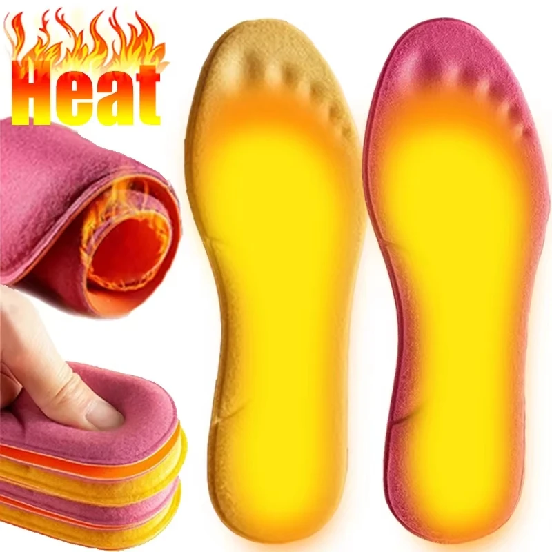 2/4PCS Self-heating Thermal Insole with Velvet Constant Temperature Cotton Pads and Memory Foam Support Massage Insole in Winter