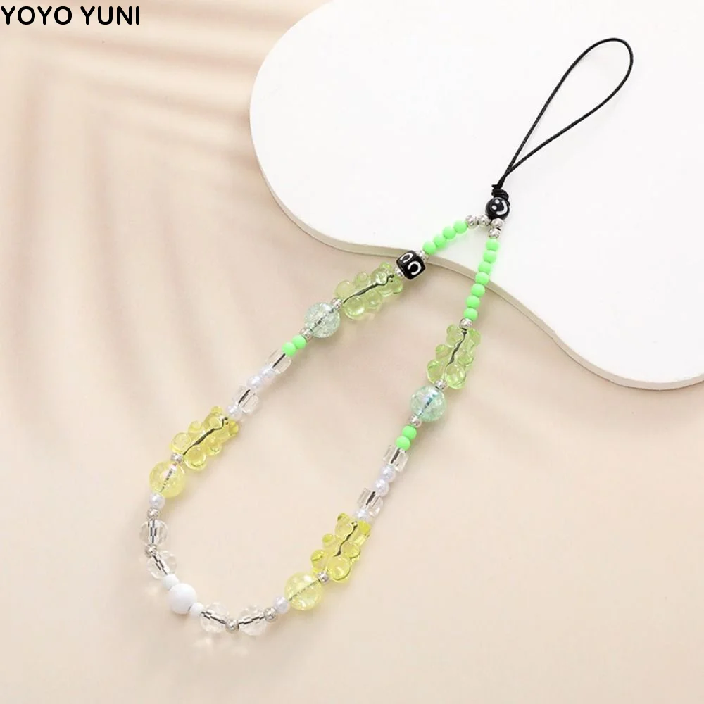

Fashion Handmade Beaded Phone Lanyard Wrist Strap Anti Loss Sling Pearl Phone Chain Beaded Colorful Cellphone Charm Girls Women