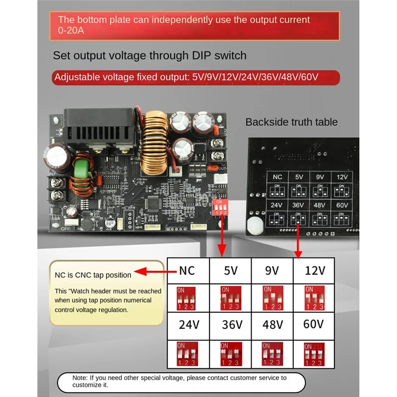 【BAAZ Fast 】CNC Adjustable DC Regulated Power Supply Constant Voltage Constant Current Maintenance 20A/1200W Step-Down Module