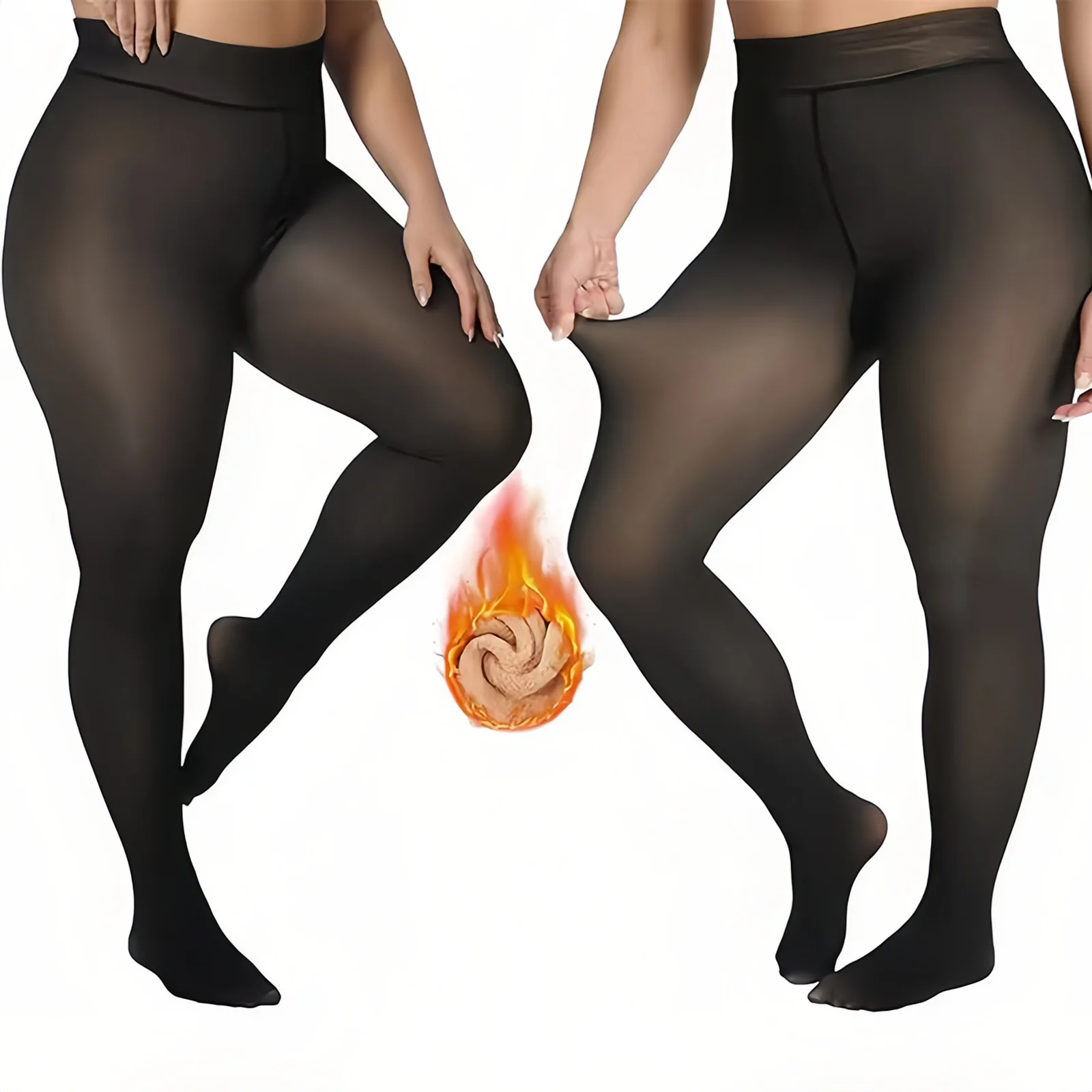 

High Waisted Fleece Lined Skinny Pants Black Thermal Leggings Women's Tight Pantyhose Winter Size 3XL 4XL sexy pour femme xxl