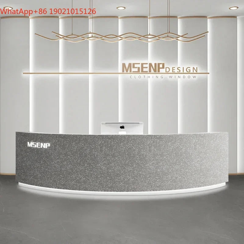 G8578 Stainless Steel Arc Commercial Bar Counter Cashier Company Beauty Salon Front Desk Clothing Store Barber Shop Paint Recept
