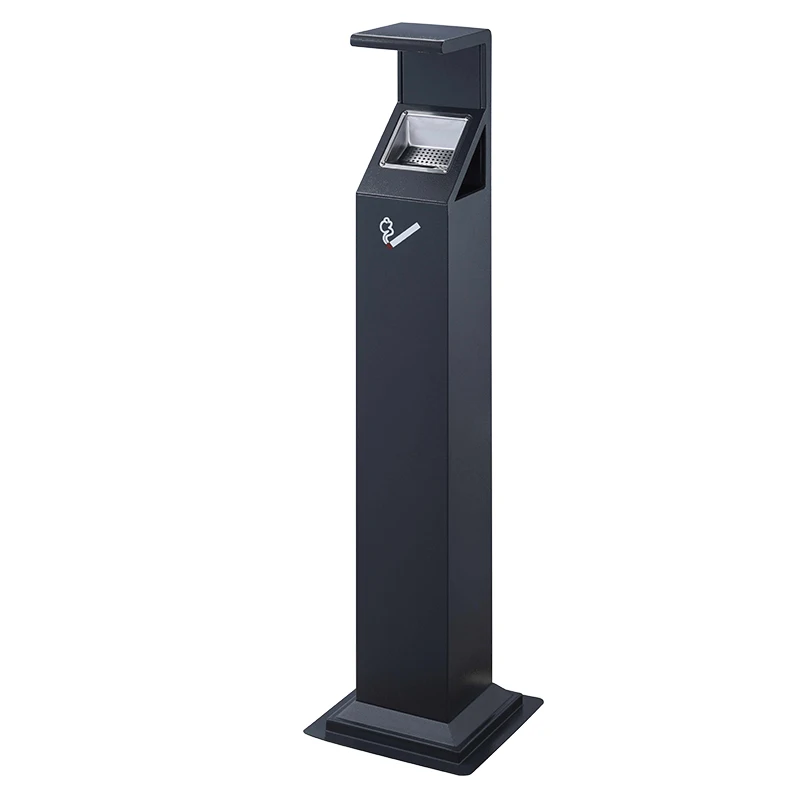 High Quality Public Dark Grey Standing Smoke Extinguishing Column Ashtray Cigarette Litter Trash Can Ash Bin Smoker's Pole