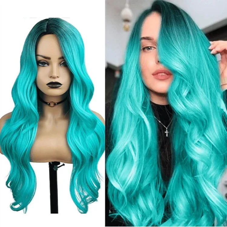 Long Wavy Synthetic Wig for Women Fashion Party Cosplay Blogger Outfit Festival Xmas Costume Hairpiece