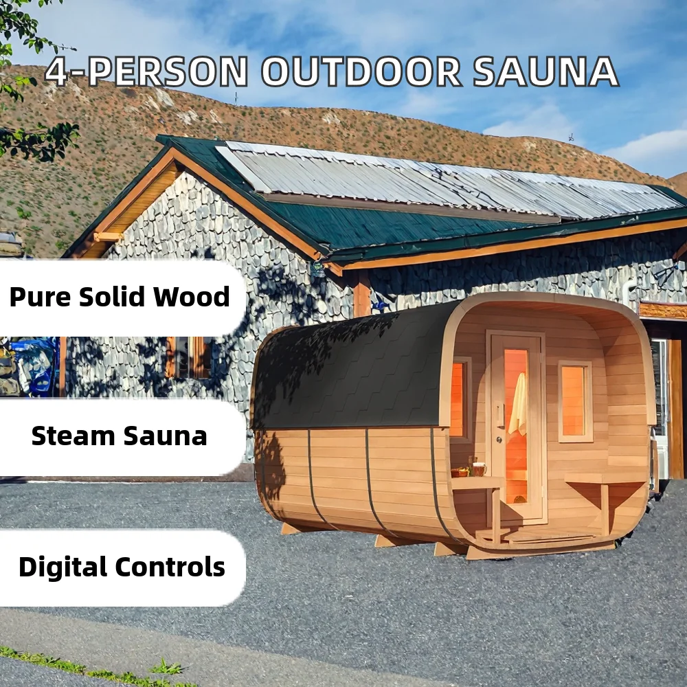 Factory Price Customized Modern Outdoor Sauna Room Solid Wood Hemlock With Far Infrared Wet Steam Stove Function For 4 People