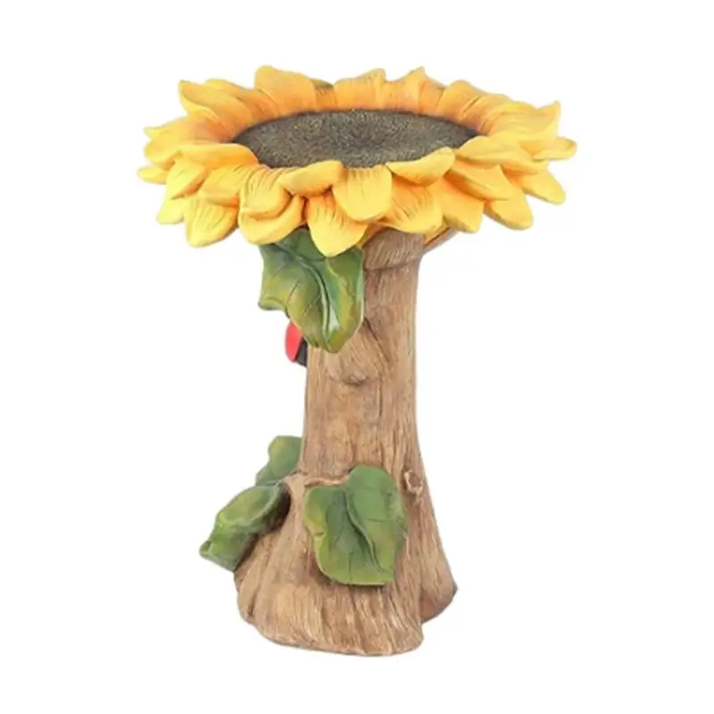 Sunflower Bird Bath Colorful Sunflower Bird Bath Statue Resin Weatherproof Decorative Garden Sculpture Ornament For Backyard