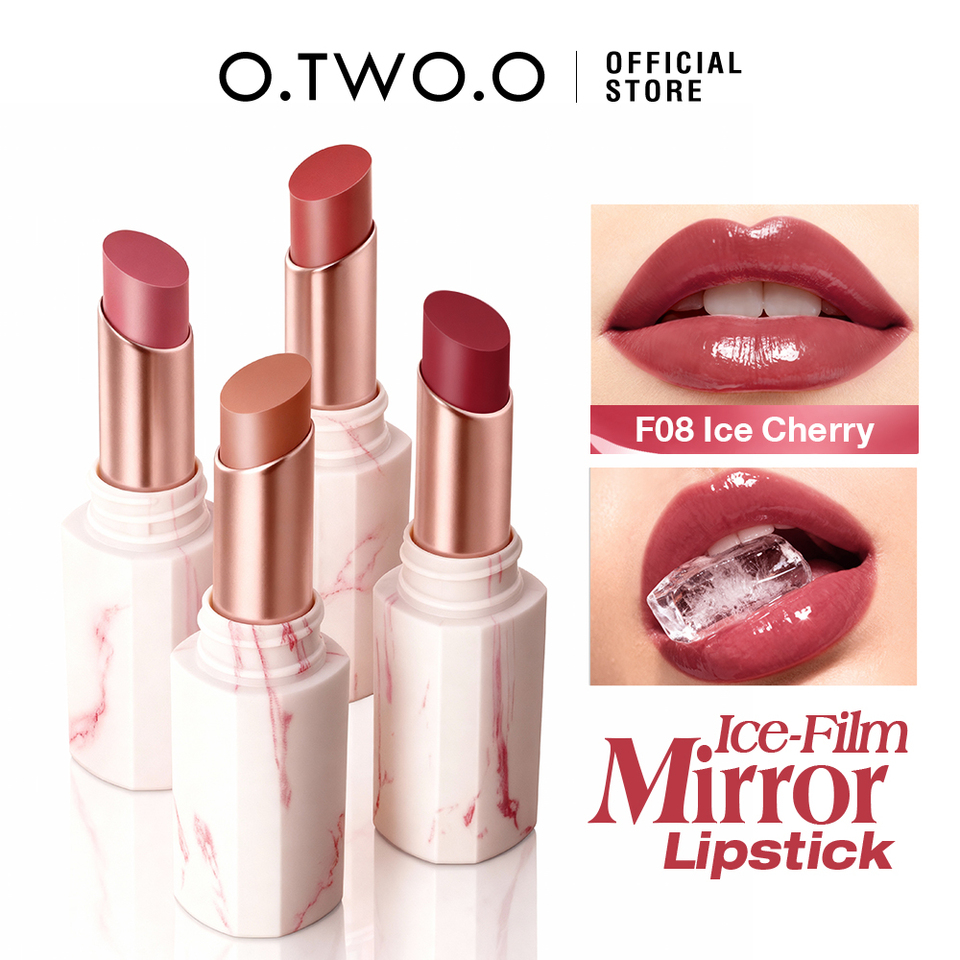 O.TWO.O Glossy Lipstick Lip Tint Mirror Ice-film 24h Moisturize Nourish Smooth Non-Sticky 3D Glossy Lip Glaze Lipstick Makeup 