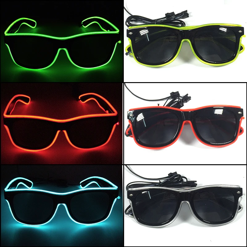 Novelty Glow Sunglass LED Glasses Light Up EL Flashing Luminous Glasses Wedding Birthday Decoration Glow Party Supplies