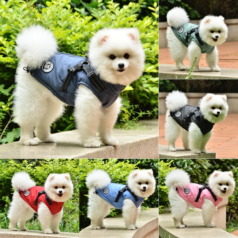 Winter Warm Dog Clothes for Small Medium Large Pet Dog Jacket With Harness Cats Dogs Coat Chihuahua French Bulldog Outfits