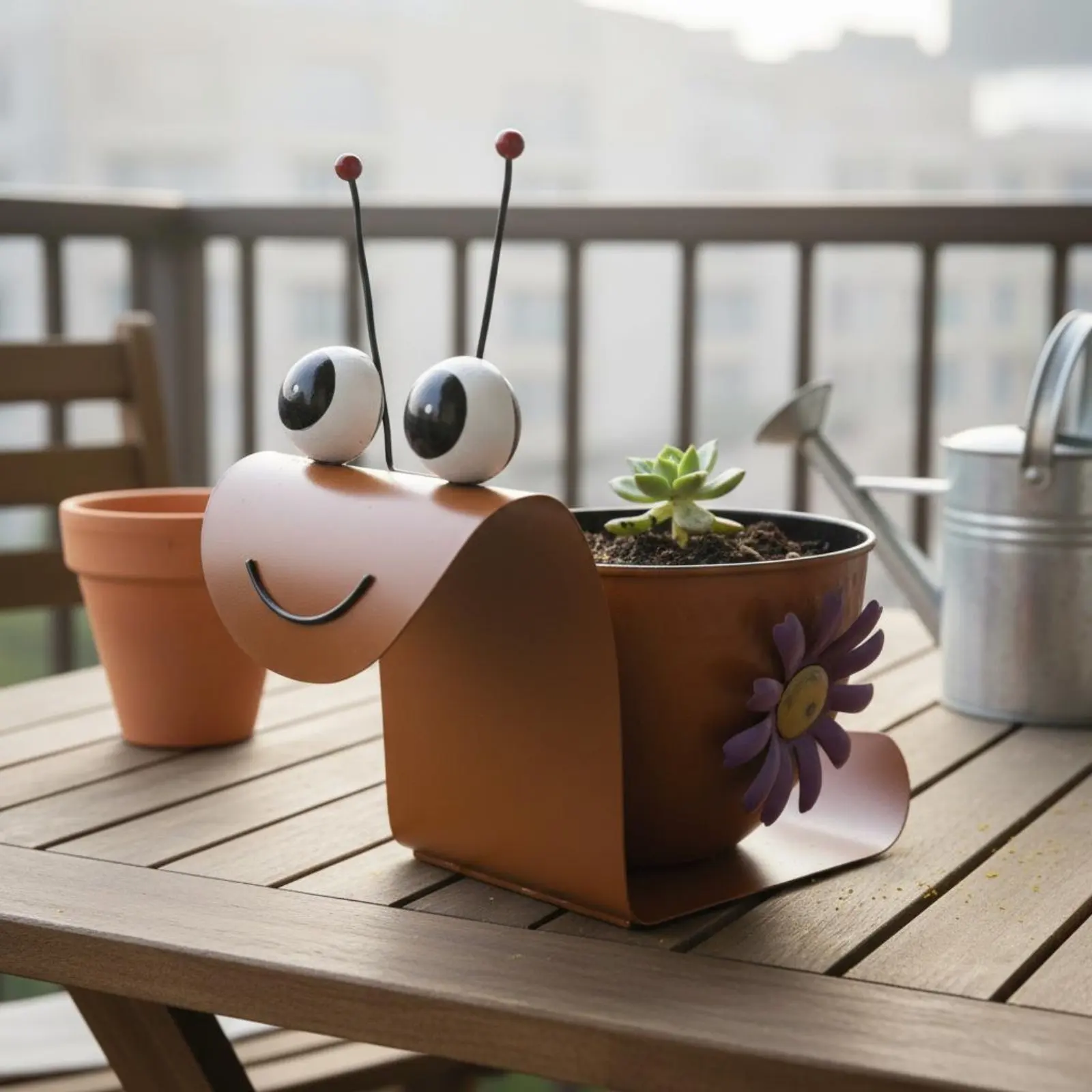 Metal Snail Planter Outdoor Use Snail Flower Pot Decorative Whimsical Design for Balcony, Courtyard