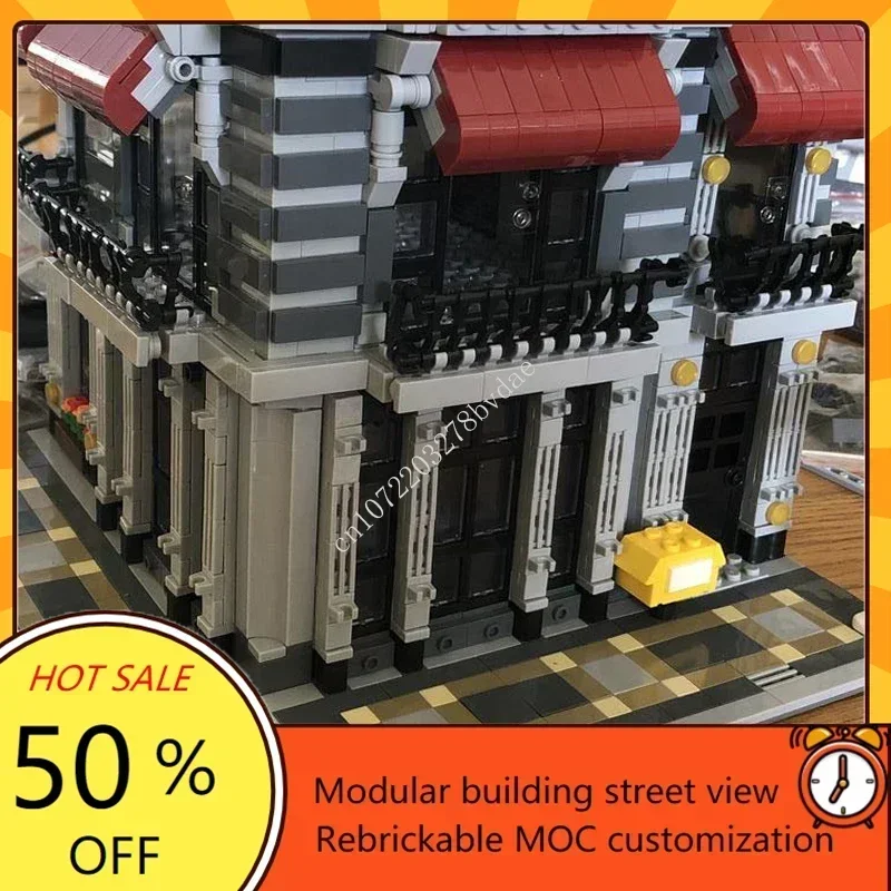 Cafe Hotel Modular MOC Blocos de Construção, Modelo Criativo Street View, Arquitetura DIY, Montagem Educação, Brinquedos Presentes, 10126Pcs