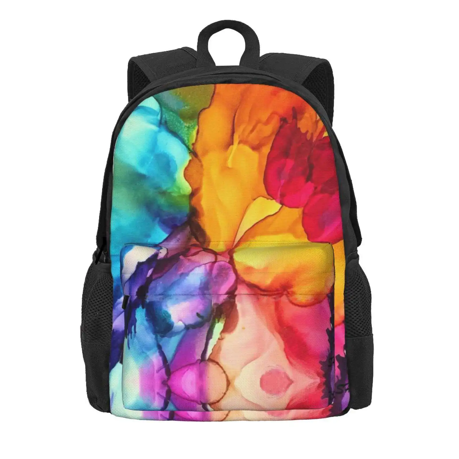 Flowing Flowers 3d Print Design Backpack Student Bag Flowers Spring Colors Whimsical Flowing