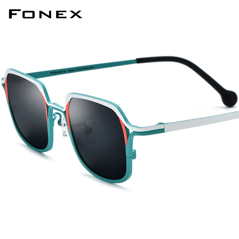 

FONEX Pure Titanium Polarized Sunglasses Men 2024 New Fashion Retro Square High Quality UV400 Sun Glasses Women Shades F85857T