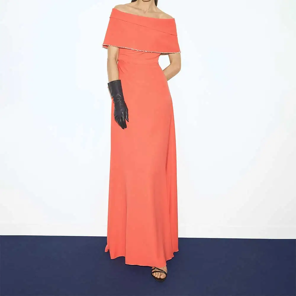 

Elegant A-line Evening Dress Half Sleeve Off The Shoulder Prom Party Dress Bridesmaid's Dresses Wedding Guests Cocktail Event