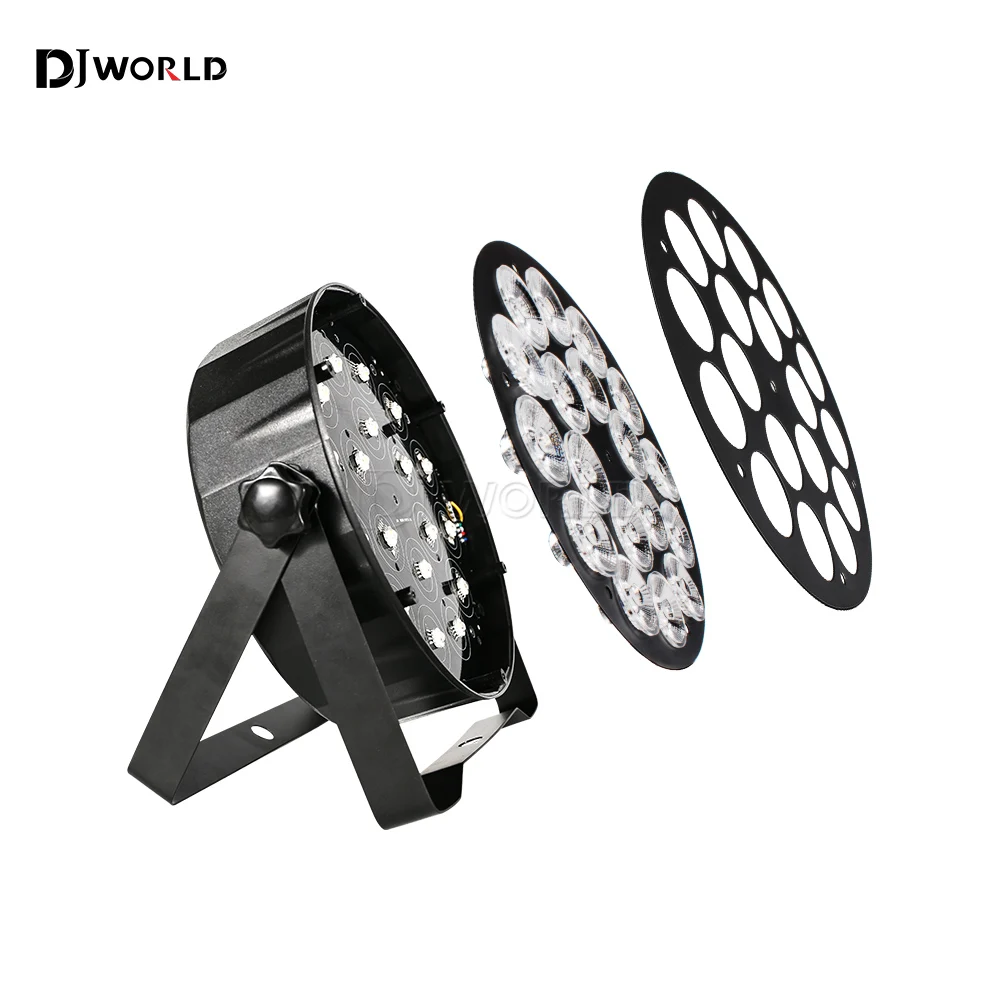 DJWORLD 무대 조명, DJ 디스코용 전문 DMX 제어, LED 파 라이트, RGBWA, UV, 6in 1 플랫 플라스틱, 18x12w, 4in 1 파 라이트