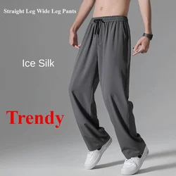 Men's Spring Summer Straight Leg Wide Leg Pants Casual Pants Sports Loose Men Clothing Joggers Men