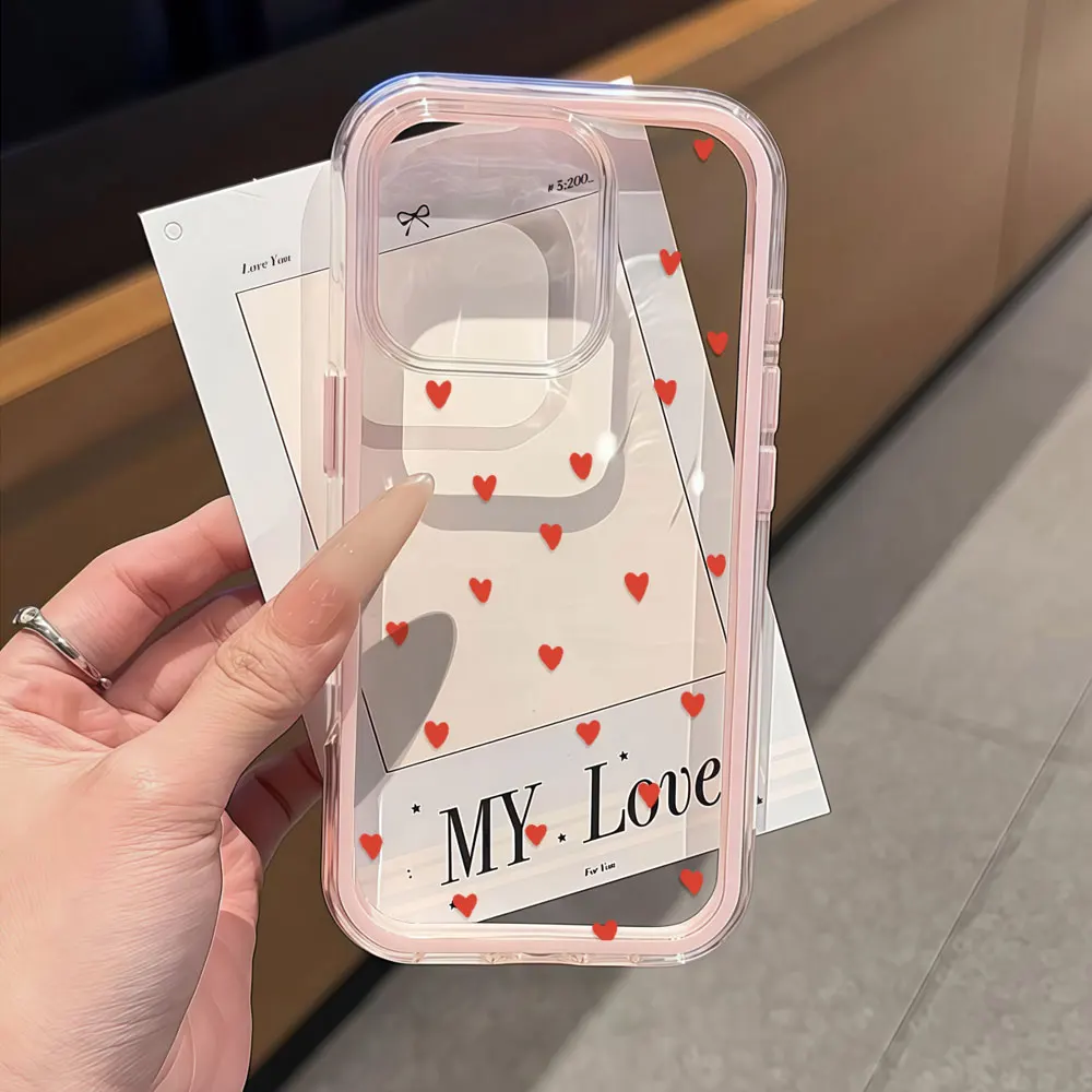 Vintage Zeitloses Liebesherz-Muster Handyhülle für iPhone 16 14 15 Plus 12 13 11 17 Pro Max Air X XR XS Transparente Weiche Hülle – Detail 1