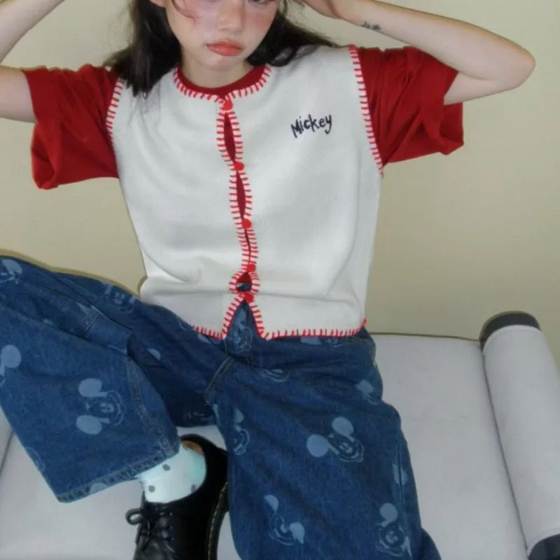 جديد الصناعة الثقيلة الكرتون طباعة كاملة مستقيم الساق الصوف مبطن الجينز فضفاضة تنوعا الحد من العمر الاتجاه للجنسين سراويل جينز #4