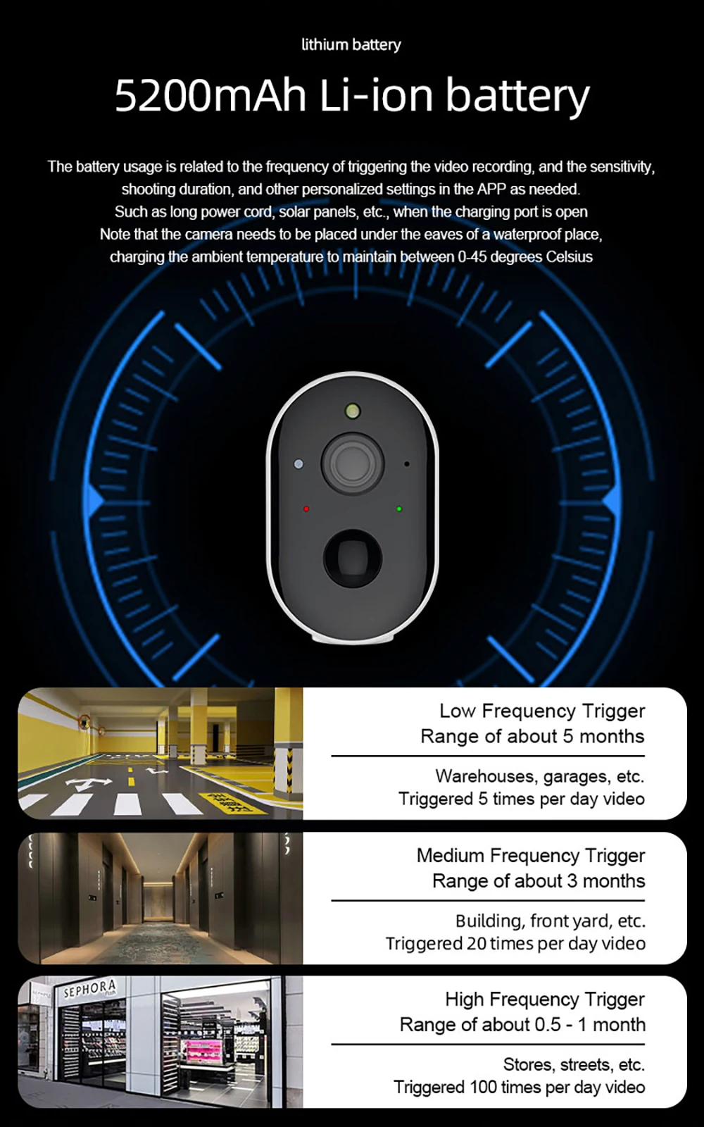 Outdoor 3MP Wifi Camera IP66 Weatherproof Solar IP Cam Two way Audio Infrared Night Vision Low Power Spotlight Battery Camera