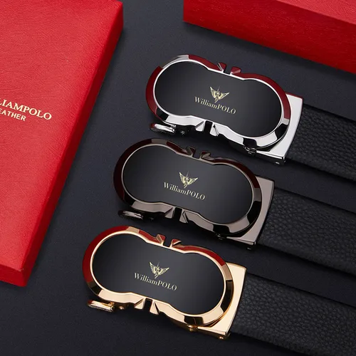 Imagen 2 del producto Cinturón con hebilla automática de cuero genuino, cinturón de moda personalizado para hombres, cinturón de pantalones de alta gama para ropa formal