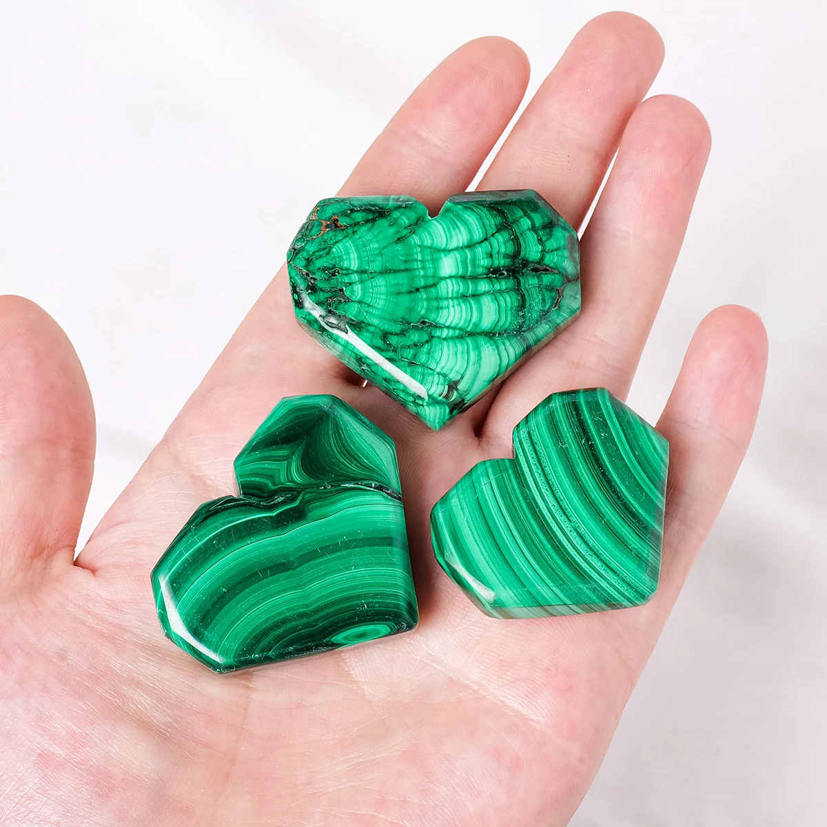 Crystal Heart-shaped Natural Stone Malachite  Gemstone Handmade Jewelry Making Home Decoration Gifts