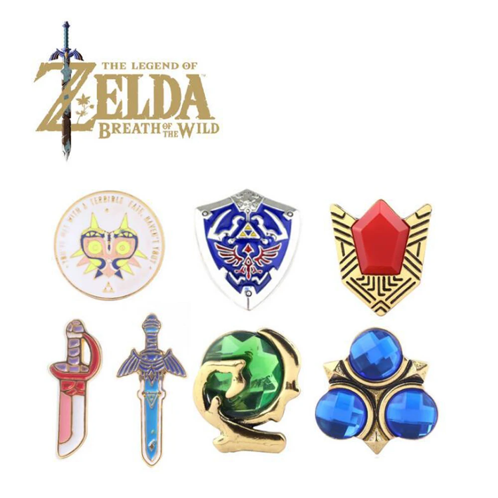 Zeldas Hylian Shield Keychain Breath of The Wild Sheikah Eye Majora\'s Mask Sword Triforce Symbol Pendant Key Chain Men Jewelry