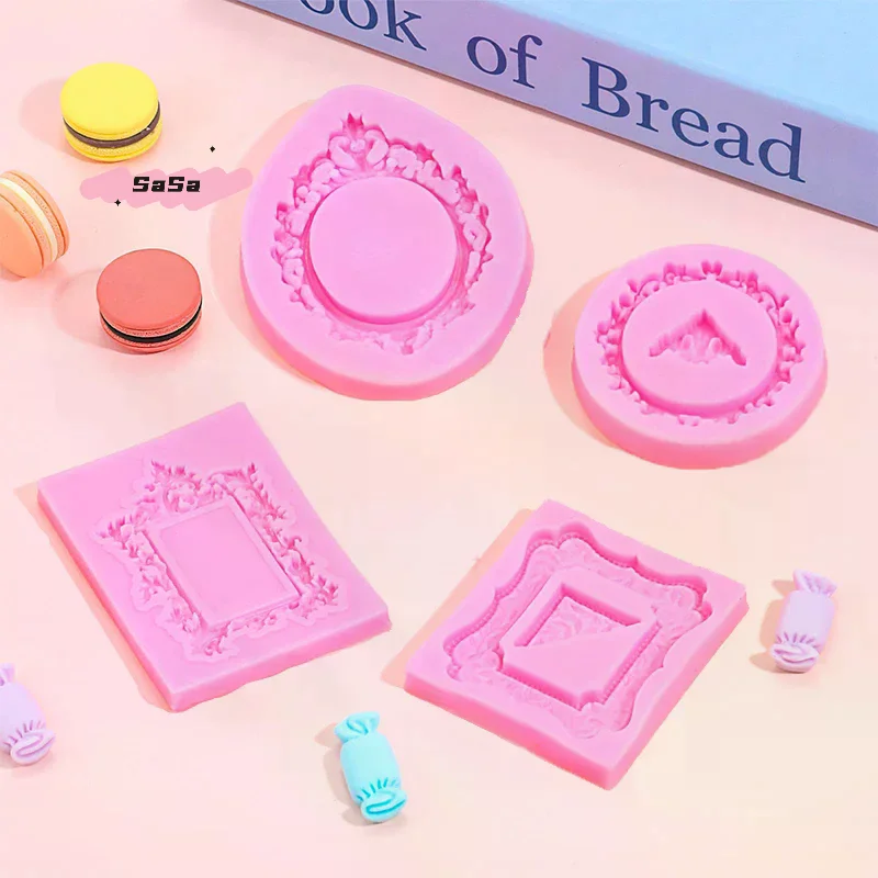 S-4Pcs Silicone Frame Molds For Chocolate, Mini Air Dry Clay Molds, Polymer Clay Molds, Photo Frame Molds