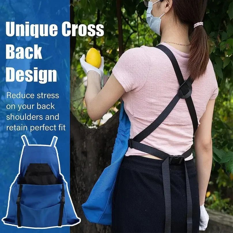 Adjustable Garden Harvesting Apron Large Pouch Oxford Cloth Fruit Vegetable Picking Apron Large-capacity Harvest Bags