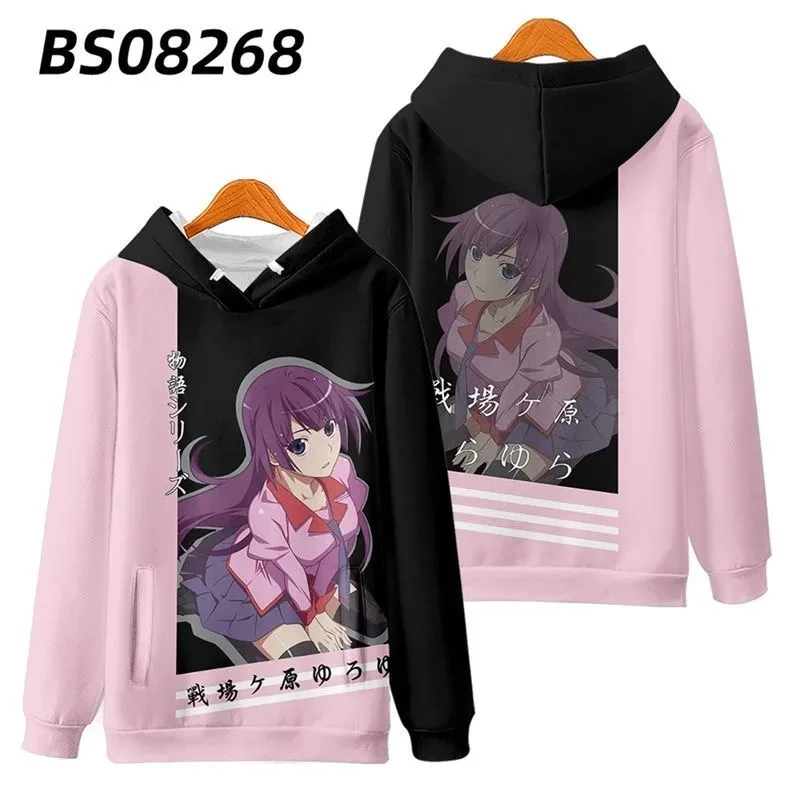 Bakemonogatari shinobu senjougahara 3d printing man/woman autumn fashion japanese anime hoodies sweatshirt long sleeves pollover