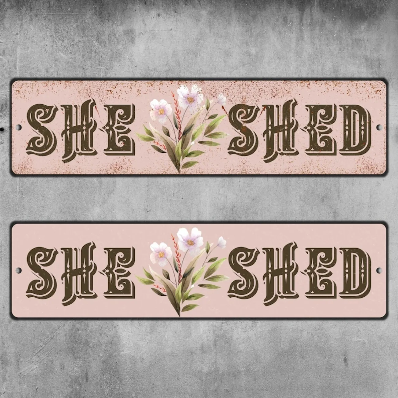 Personalized She Shed Floral Plaque - Custom Retro Metal Sign, US Garden/Home Decor.