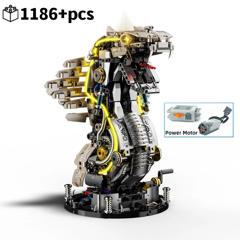 

Конструктор MOC 1186 деталей: Механическая модель королевской кобры с подсветкой, техническое соединение деталей, коллекционный сувенир, подарок