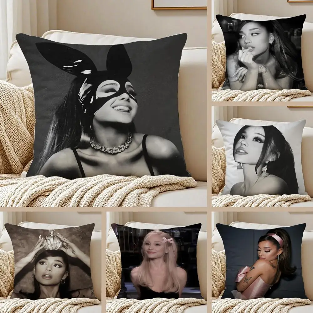 A-ariana Grande Cushion Cover Silky Short Plush Sofa Pillow Cover Hidden Zipper Soft Dustproof Case for Home Decor