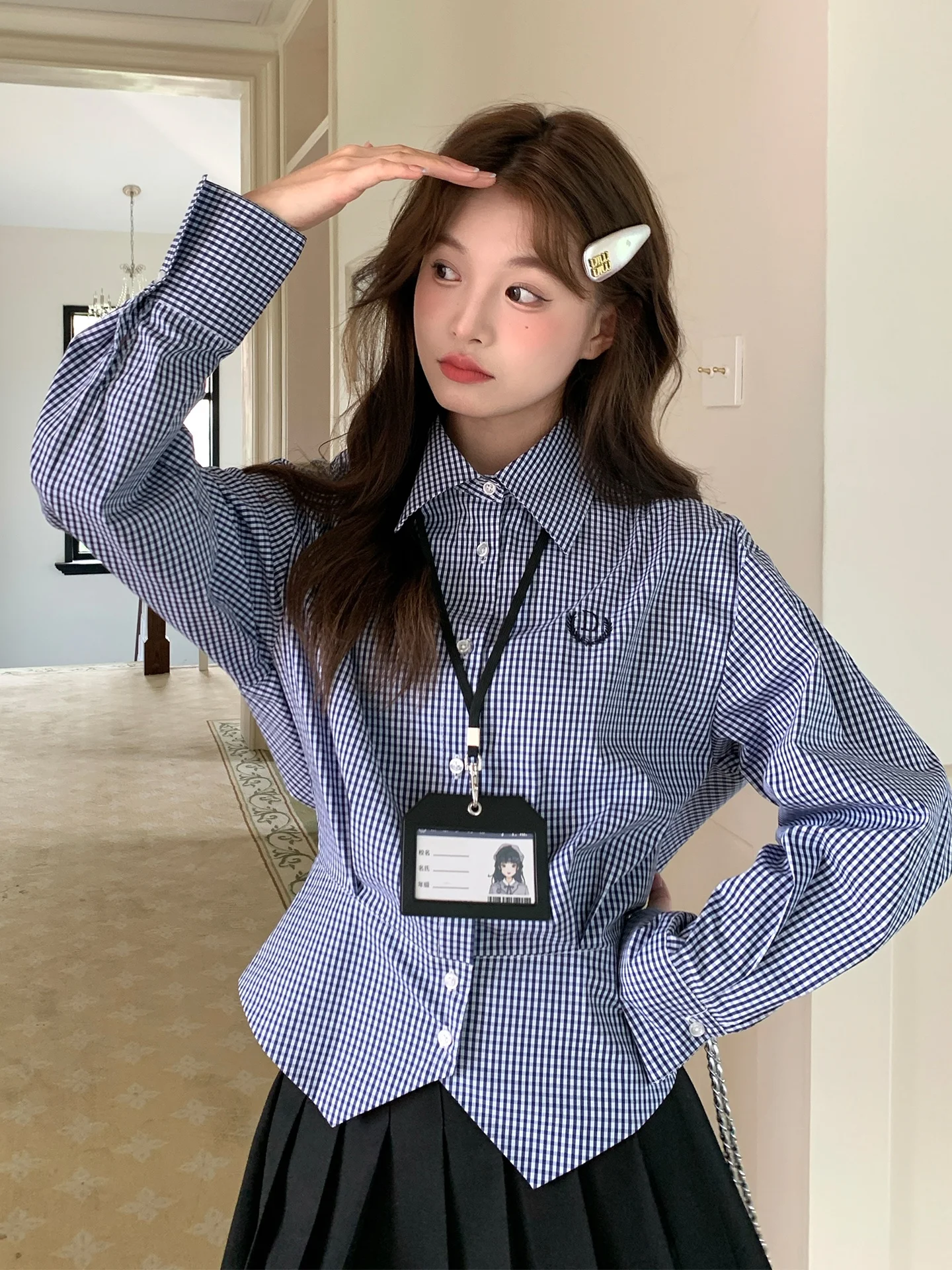 

Tokyo Annual Record JK Синяя повседневная утягивающая универсальная студенческая юбка Sle irt Bla, комплект для колледжа, женская мода