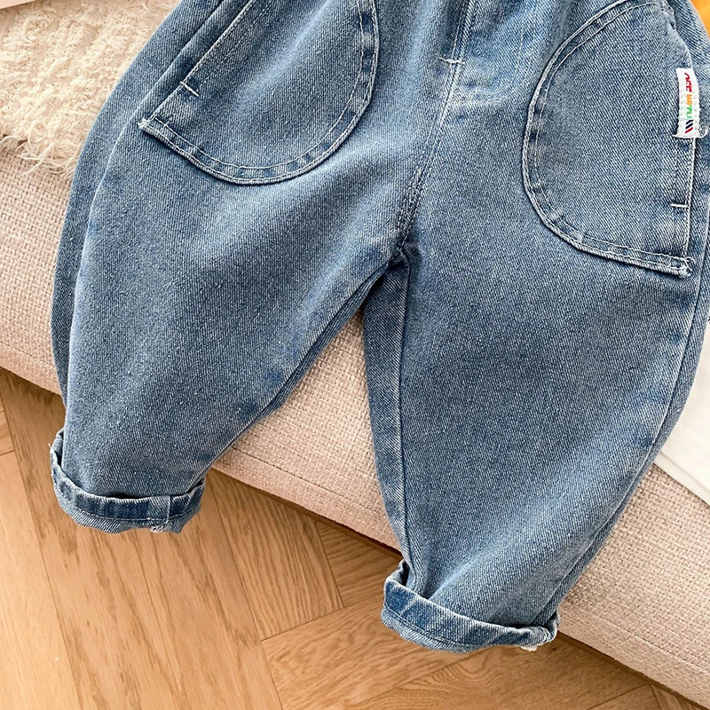 Spring Kids Baby Solid Color Boys Girls Jeans 0-6 Years Old Baby Children Korean Casual Kids Baby Boys Girls Jeans
