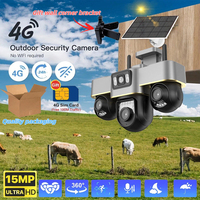 V380 Pro 15MP Three Screen 4G Solar Camera Outdoor Three PTZ 10X Digital Zoom Cameras Night Vision Security Surveillance CCTV