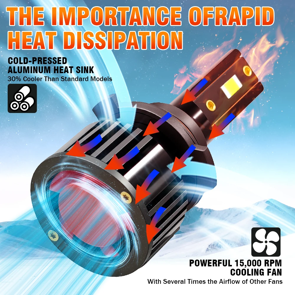 H13 عالية منخفضة شعاع أفضل LED لمبات السيارات Canbus Led المصباح CSP 3570 رقائق 6000K سيارة العلوي عالية التجويف 30000LM 12 فولت لمبات #6