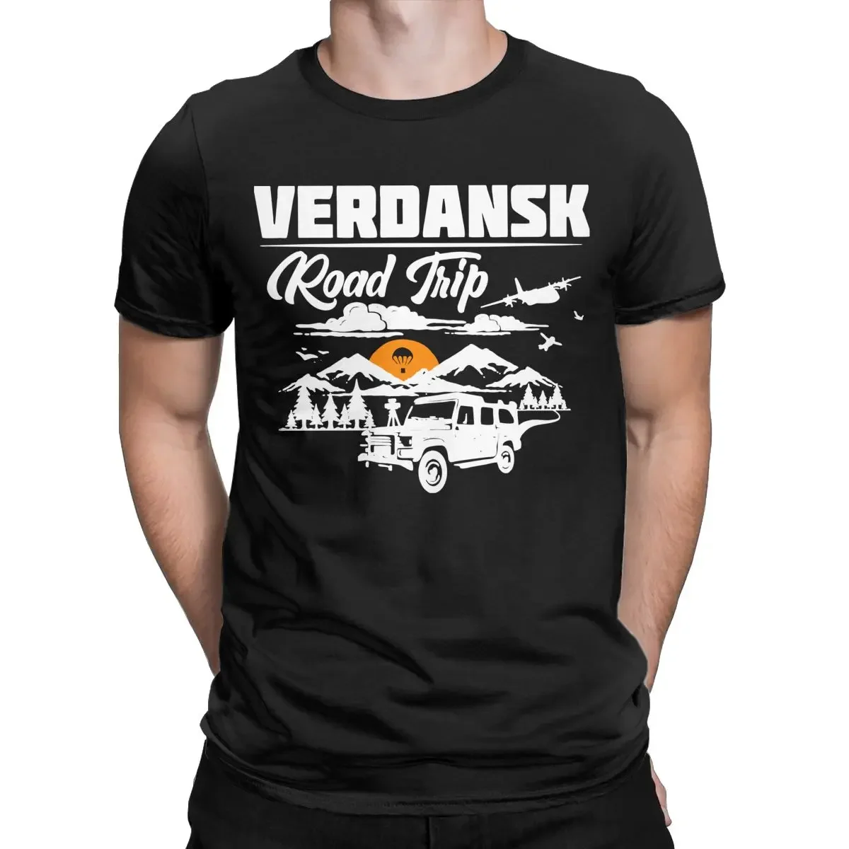 Summer harajuku custom t shirt Warzone Verdansk Road Trip Men's Game Fun Tees Short Sleeve Round Collar Pure Cotton Summer Tops