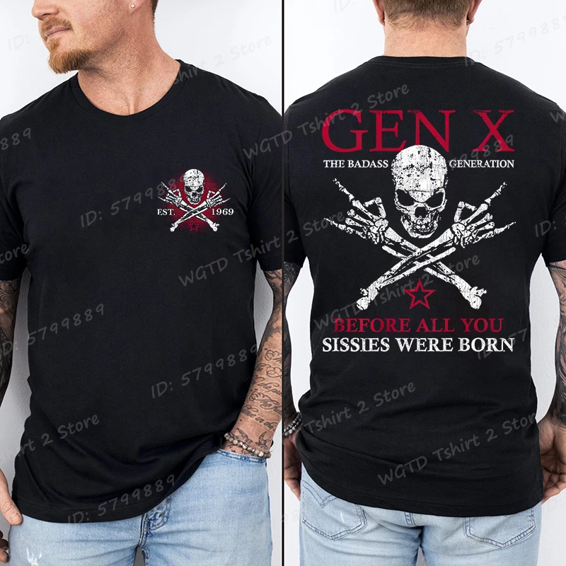 تي شيرت مضحك جمجمة روك هاند آند جين إكس قبل كل ما أنت سيسي ولدت، تي شيرت رجالي بأكمام قصيرة، تي شيرت جيل X #3
