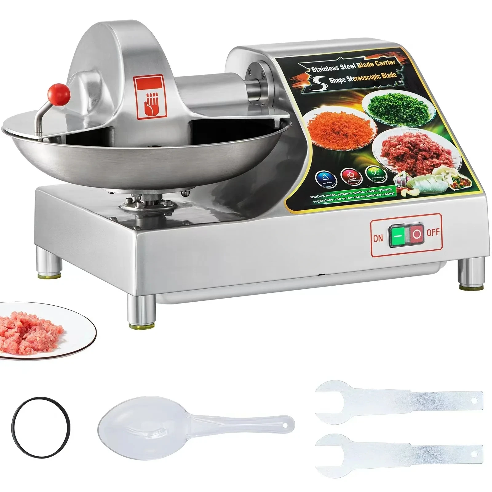 10L Commercial Meat Bowl Cutter Mixer 400W Meat Blender and Grinder Electric Heavy-duty Food Processor Meat Bowl Chopper